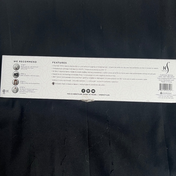 Herstyler Teflon Wand Baby Curl Hot Pink Clipless Ceramic Barrel Dual Volt New - Picture 4 of 5